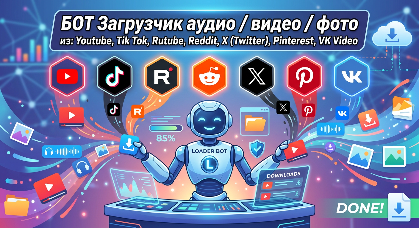 Загрузить видео из Youtube Instagram Tik Tok Reddit X Twitter, Pinterest, Vk Video